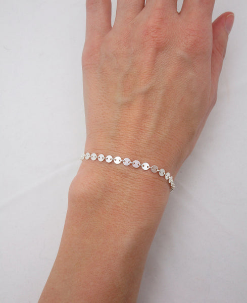 Silver Coin Disc Bracelet