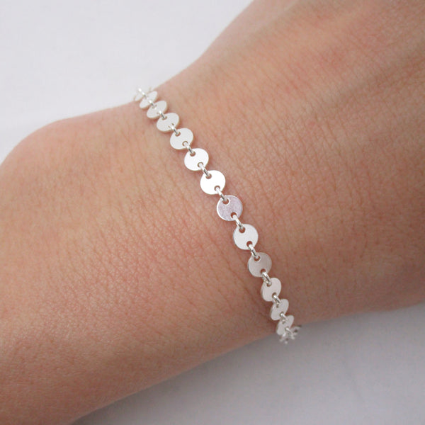 Silver Coin Disc Bracelet