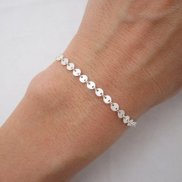 Silver Coin Disc Bracelet