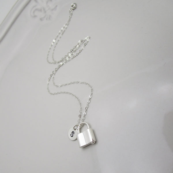 Personalized Silver Padlock Necklace