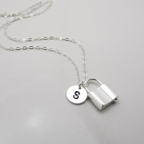 Personalized Silver Padlock Necklace