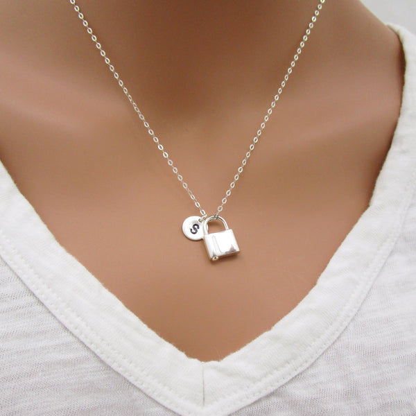 Personalized Silver Padlock Necklace
