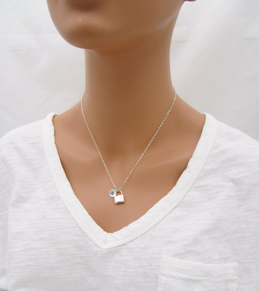 Personalized Silver Padlock Necklace