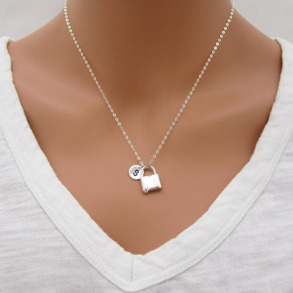 Personalized Silver Padlock Necklace