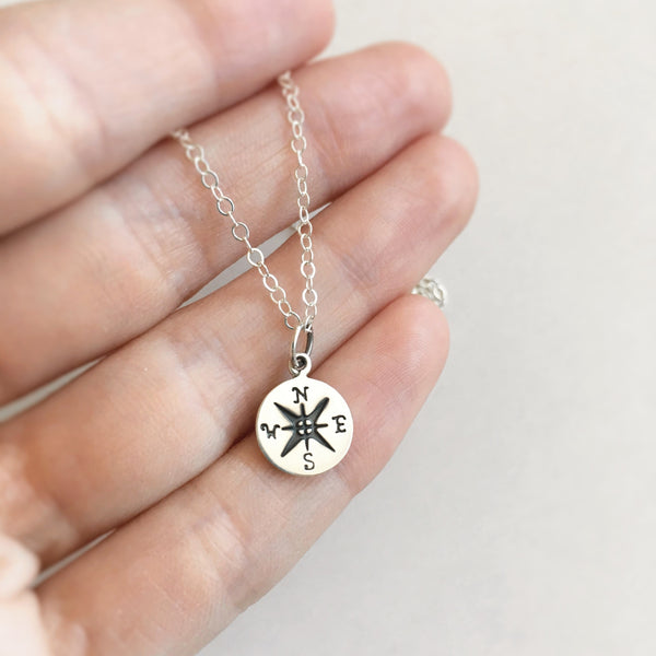 Compass Rose Necklace in Sterling Silver