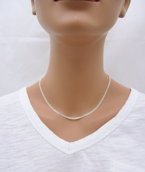 Silver Curb Chain Necklace