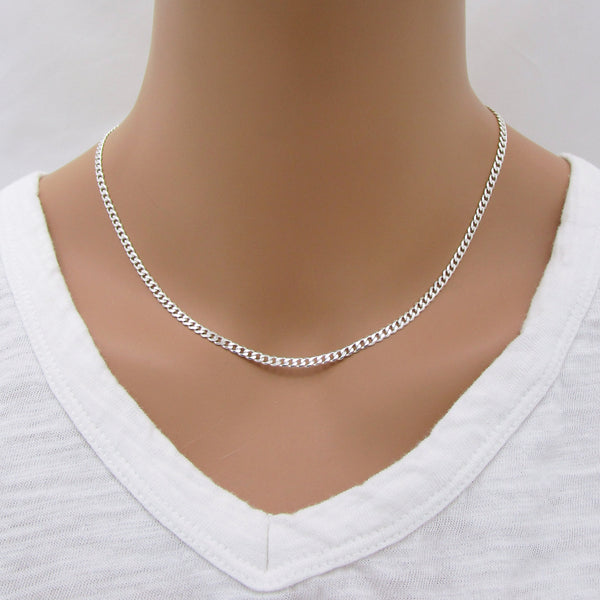 Silver Curb Chain Necklace