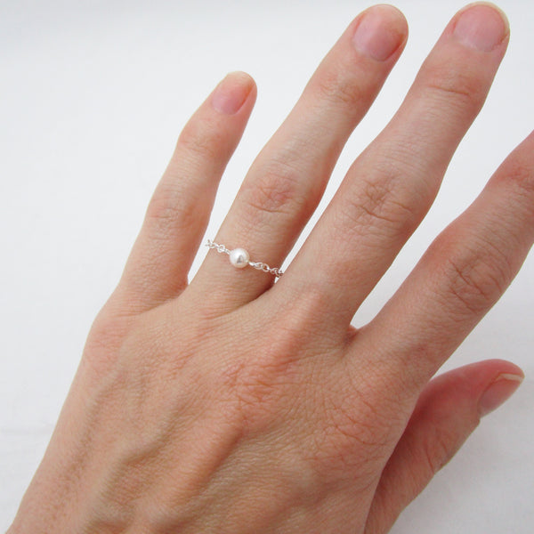 Tiny Pearl Chain Ring