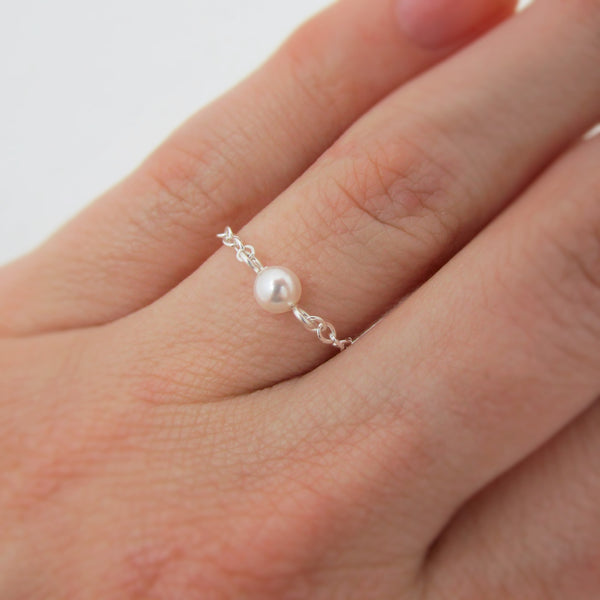 Tiny Pearl Chain Ring