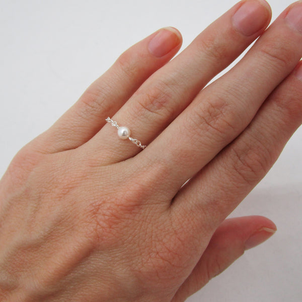 Tiny Pearl Chain Ring