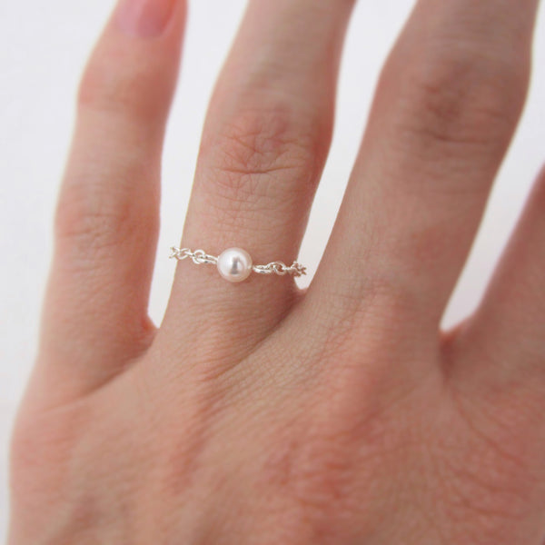 Tiny Pearl Chain Ring