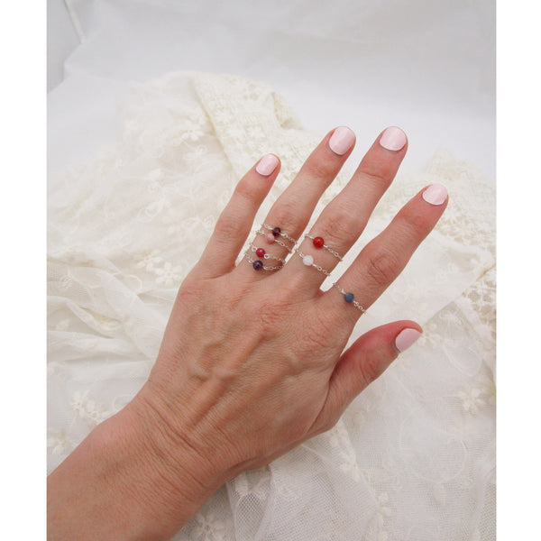Gemstone Chain Ring Sterling Silver