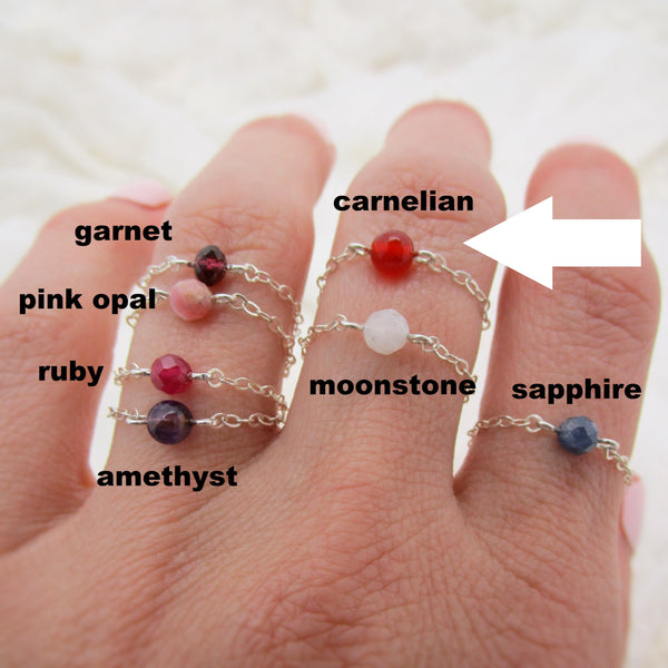 Carnelian Chain Ring