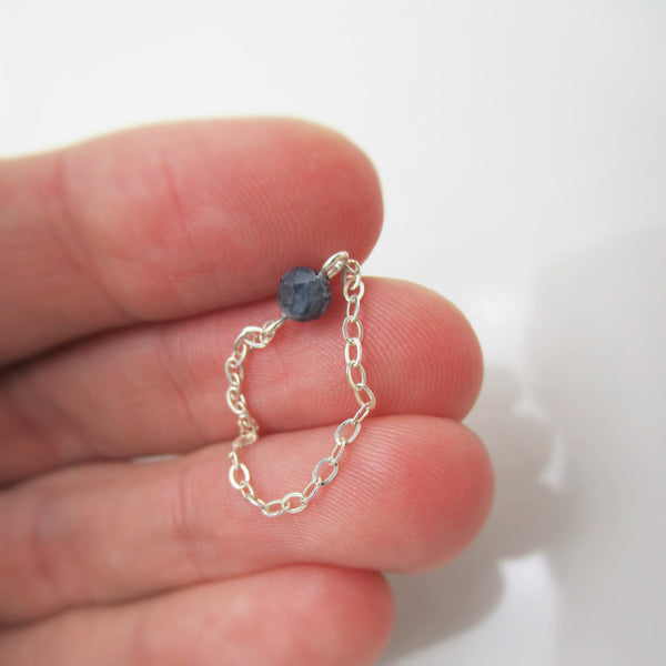 Gemstone Chain Ring Sterling Silver