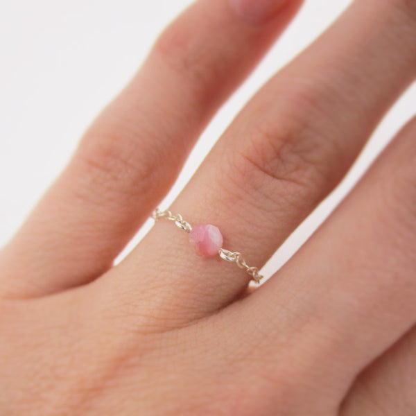 Opal Chain Ring - October Birthstone