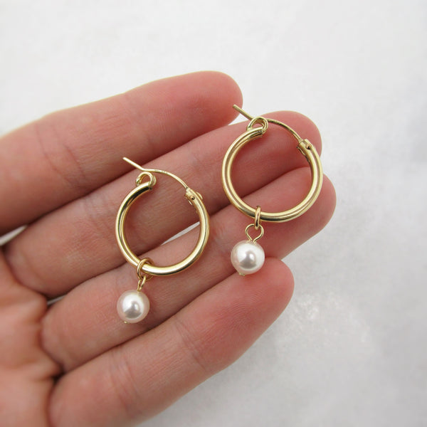 Ava Gold Pearl Hoops