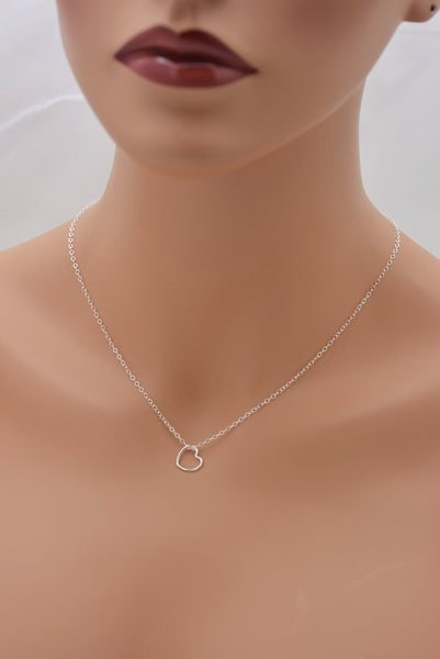 Silver Floating Heart Necklace