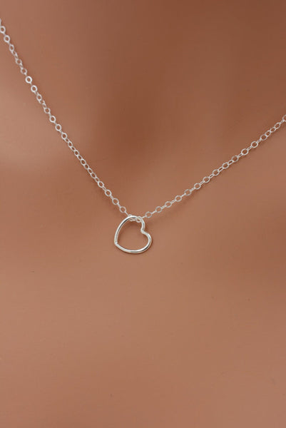 Silver Floating Heart Necklace