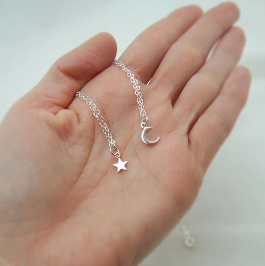 Moon and Star Necklace Set