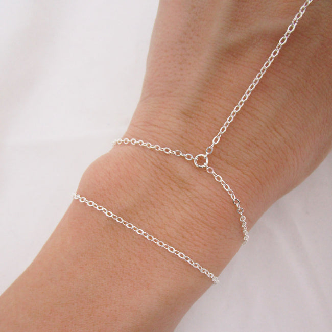 Silver Hand Chain Bracelet Set