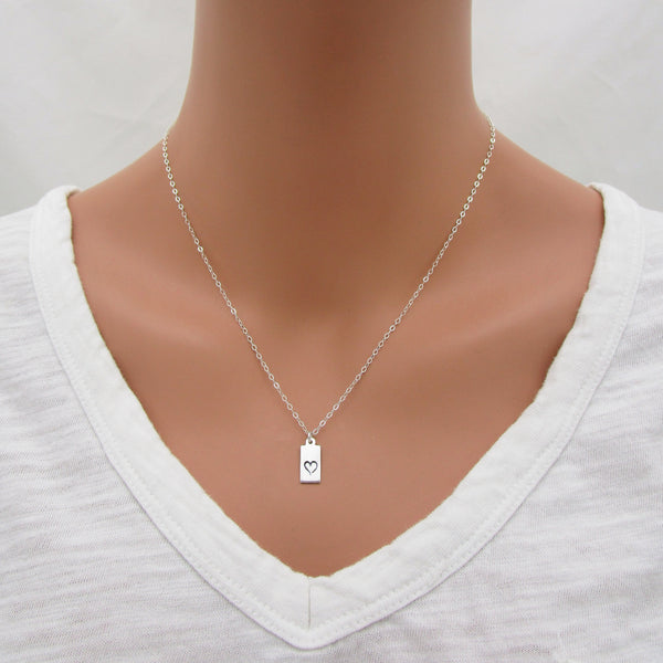 Silver Heart Tag Necklace