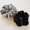 Jumbo Velvet Scrunchies - Black and Grey