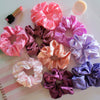 Pink and Purple Satin Scrunchie Set