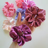 Pink and Purple Satin Scrunchie Set