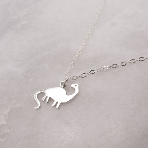 Tiny Silver Dinosaur Necklace