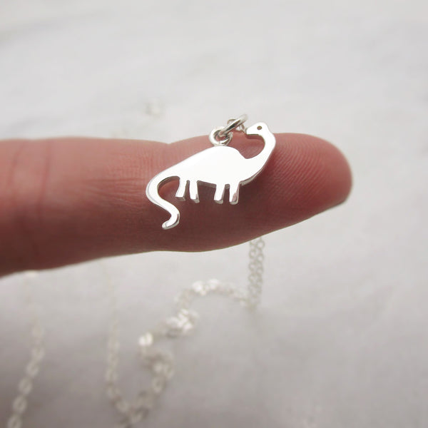 Tiny Silver Dinosaur Necklace