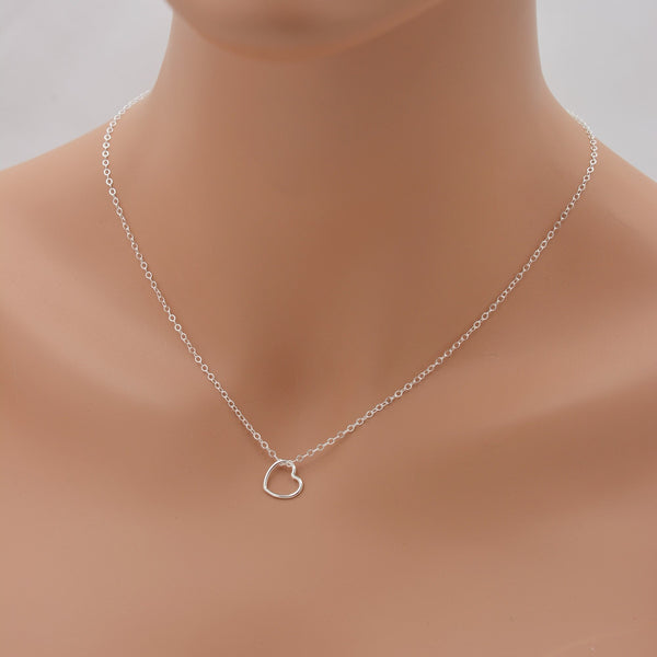 Silver Floating Heart Necklace