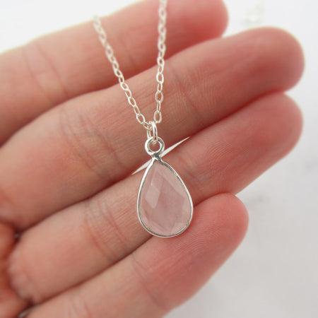 Tiny Turquoise Teardrop Necklace 925 Sterling Silver