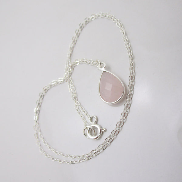 Rose Quartz Teardrop Necklace