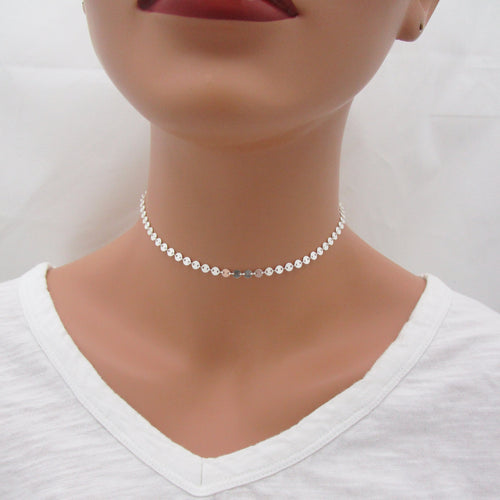 Tiny Coin Disc Necklace - Sterling Silver