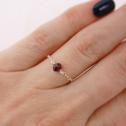 Tiny Garnet Birthstone Ring