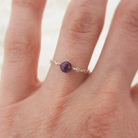 Opal Chain Ring - October Birthstone