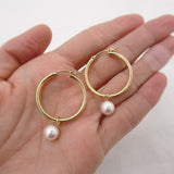 Olivia Large Gold Pearl Hoops