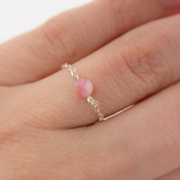 Opal Chain Ring - October Birthstone