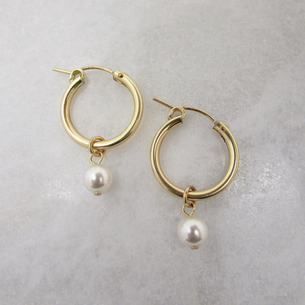 Ava Gold Pearl Hoops